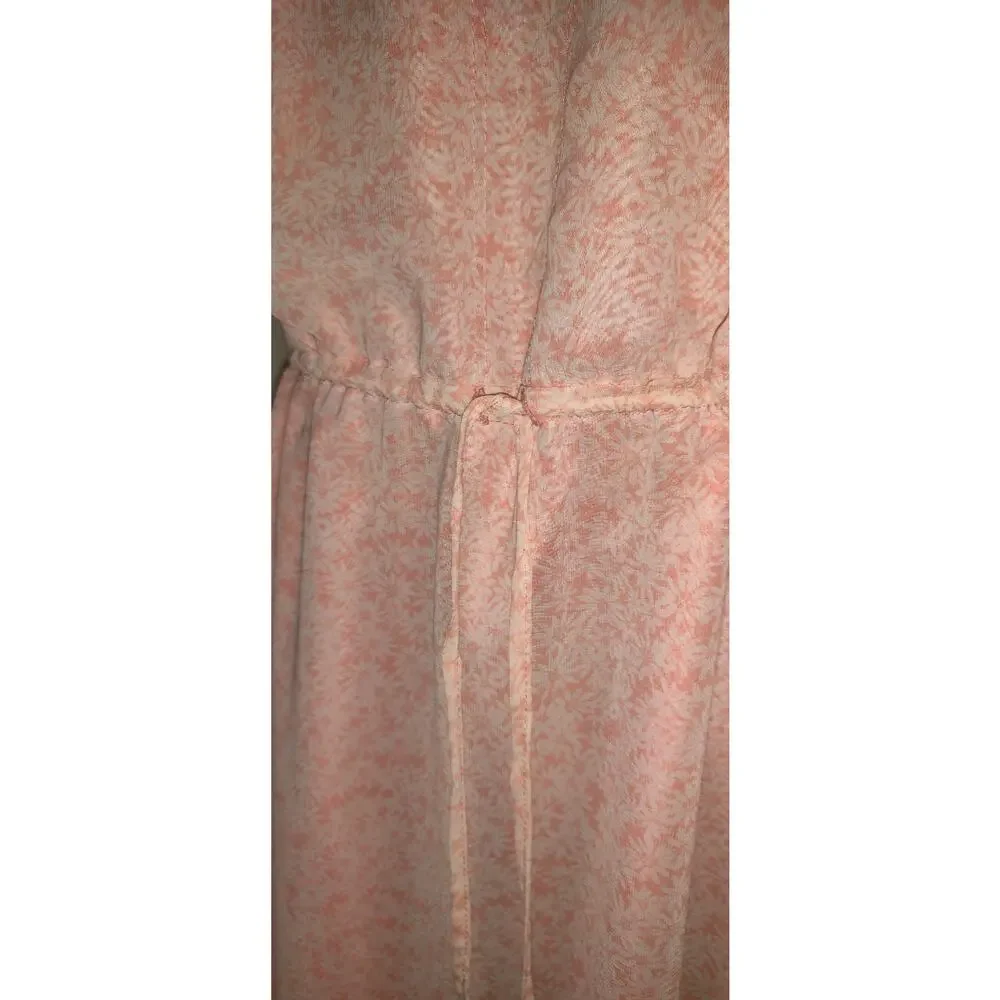 Lauren Conrad Maxi Dress Womens 14 Peach Floral Feminine Romantic Asymmetrical - Picture 3 of 16
